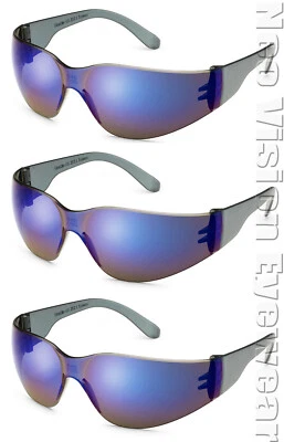 3 Pair/Pack Gateway Starlite Blue Mirror Safety Glasses Sunglasses Z87+ Z94.4 Foto 1 de 4