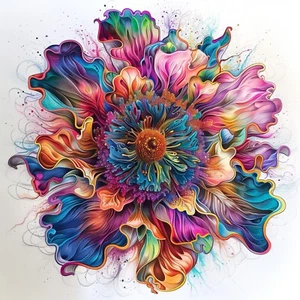 Rainbow Flower Iron On Transfer For T-Shirt + Other Light & Dark Fabrics #7 - Picture 1 of 2