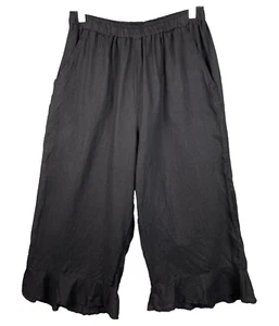 Match Point Damenhose klein schwarz weites Bein Leinen hergestellt in den USA bequem zum Überziehen - Bild 1 von 9