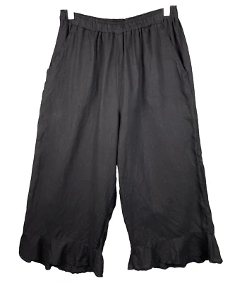 Pantalones Match Point para mujer pequeños negros pierna ancha lino hechos en EE. UU. comodidad para tirar Foto 1 de 4