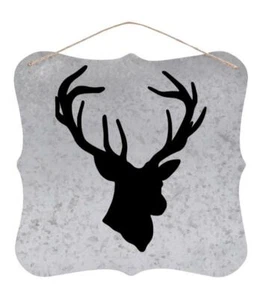 Buck Head Silhouette- Galvanized Wall Plaque - Picture 1 of 1