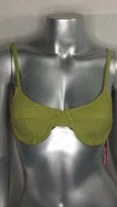 Xhilaration Bikini Top Size Small 0/2 Army Green Underwire Shirred  New - Picture 1 of 7