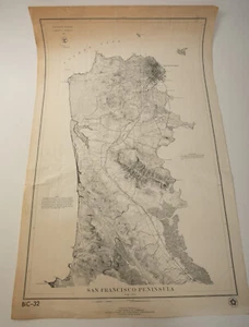 San Francisco Peninsula (PSTR-41) Poster Stampa Mappa (JSF6) Vintage B&W 1976 - Foto 1 di 11