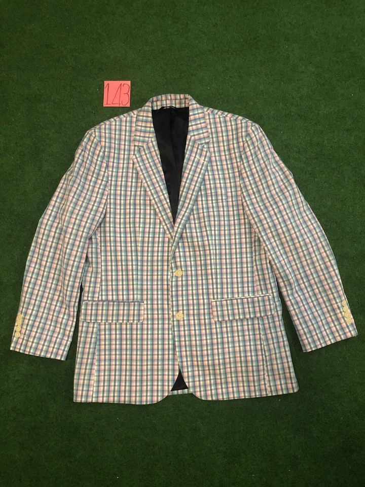 Blazer Croft & Barrow masculino 40R Páscoa pastel xadrez Gingham casaco esportivo algodão - Imagem 1 de 4