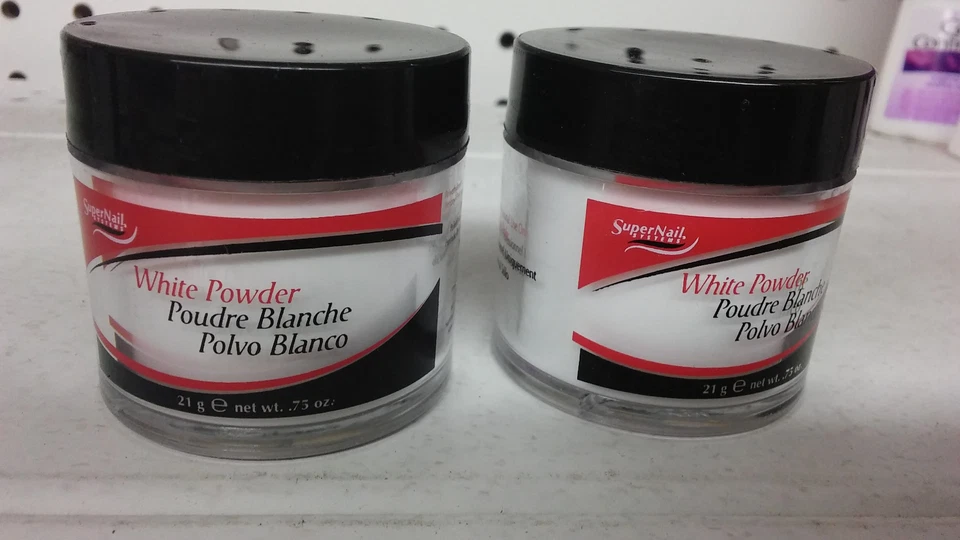 Lote de 2 sistemas Super Nail Super Nail Polvo Acrílico Blanco 0.75 Onzas ea. Foto 1 de 2