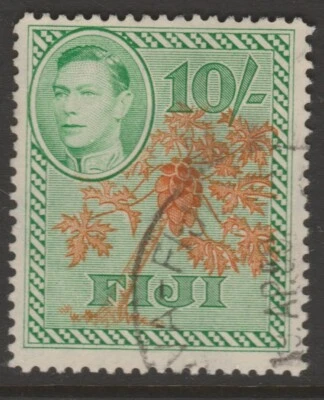 Fiji used sg266a GVI 1938-55 10 orange & emerald - Image 1 of 2