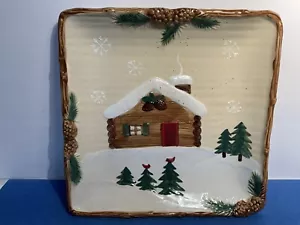 St Nicholas Square Heartland Log Cabin 9” Stoneware Plate - Picture 1 of 4