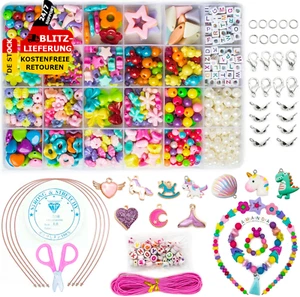 Perlen Zum Auffädeln Kinder Bastelset Schnurset Armbänder Freundschaftsarmbänder - Bild 1 von 7
