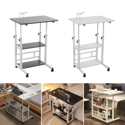 Wheeled Laptop Lazy Table Lap Sofa Bed Side PC Notebook Desk Height Adjustable - Image 1 of 4