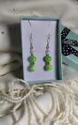 Apple Green, White, Silver And Gold Color Earrings Free Box 435
