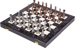 Vintage Chess Set Marble Folding Chess Board With Storage and Pieces Game Set - Picture 1 of 9