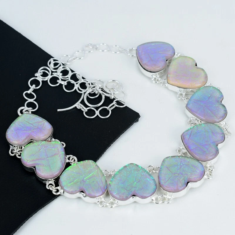 Purple Triplet Opal Gemstone Handmade 925 Sterling Silver Necklace Wadding Gifts - Image 1 of 4