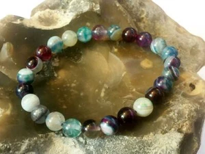 Gemstone Beaded Bracelet AGATE BEADS stretchable bracelet 8mm beads - Imagen 1 de 1