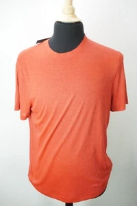 Giorgio Armani Black Label Solid Orange Red 70% Cashmere Silk T Shirt 48 NEW - Picture 1 of 5