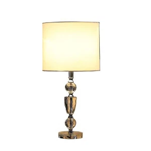 24" Clear Cut Faux Crystal Glam Table Lamp With White Classic Drum Shade - Picture 1 of 7
