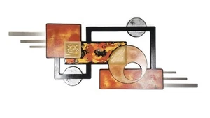 Stylish Wall Sculpture, Wood n Metal Wall art, Contemporary Decor 50x18 - Art69 - Picture 1 of 12