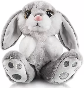 8" Easter Bunny Plush Rabbit Floppy Ear Sitting Stuffed Animal Bedtime Gray - Picture 1 of 7