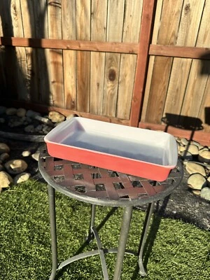 VTG Pyrex 232 Pink Flamingo Milk Glass Oblong Baking Dish 11 3/4 x 7 1/2, 2 QT - Image 1 of 4