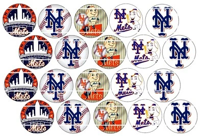 HHTDESIGNS Bottle Cap Images (25mm) 1" ~ Precut ~ Baseball Mets Inspired