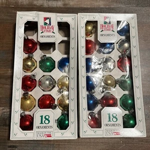 Vintage Holiday Time 1,75" Glas Ornamente 31 insgesamt im Originalkarton! Made In USA - Bild 1 von 11