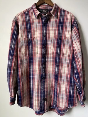 RRL Brushed Flannel Heavy Work Shirt Double RL Red Blue Plaid Ralph Lauren - Image 1 of 4