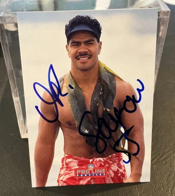 JUNIOR SEAU PERSONALLY AUTOGRAPHED 1992 PROLINE PROFILES FOOTBALL CARD - Image 1 of 2