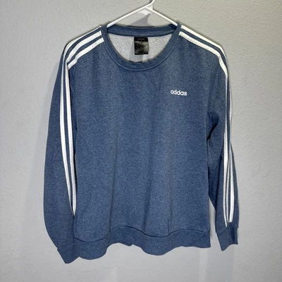 Adidas Sweatshirt Size youth large 16-18 Blue Pullover White Stripe Logo Classic - Image 1 of 4