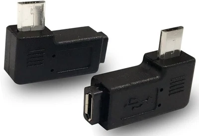 1 Pair 90 Degree Right & Left Angle Micro USB Male to Female Adapter Connector - Image 1 of 4