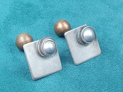 RARE 1950 REBAJES  Sterling Silver & Copper Mixed Metal Cufflinks: .75" Diameter - Image 1 of 4