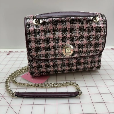 Kate Spade Natalia Tweed SM Flap Crossbody Shoulder Bag Burgundy Brown NEW NWT - Image 1 of 4