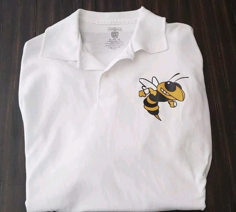 Georgia Tech Yellow Jackets White Jerzees Spot Shield Polo Shirt NWOT - Image 1 of 4