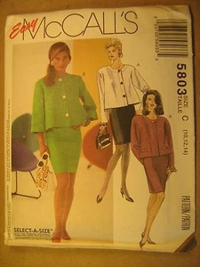 UNCUT Sewing Pattern 1992 McCALL'S B 8,10,12 5803 JACKET Skirt [Z180] - Picture 1 of 1