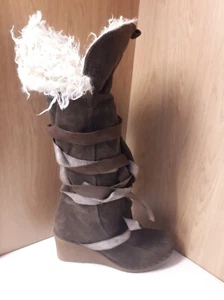 Stivali con zeppa foderati in pile fascia scamosciata marrone Dolcis VINTAGE NUOVI UK 4 EU 37 - Foto 1 di 6