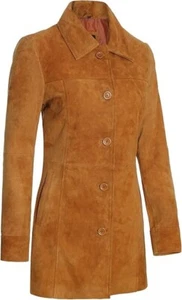 Damen Mantel Langmantel Wildleder Echtleder Blazer Braun Farbe Leicht 2025 - Bild 1 von 4