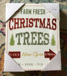 FARM FRESS CHRISTMAS TREES U-CUT now open Canvas Wall Art Print, 10" x 8" - Picture 1 of 5