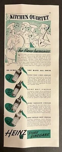 Vintage 1939 Heinz 57 puro aceto cucina quartetto pubblicità sidro, malto, dragoncello, bianco - Foto 1 di 3