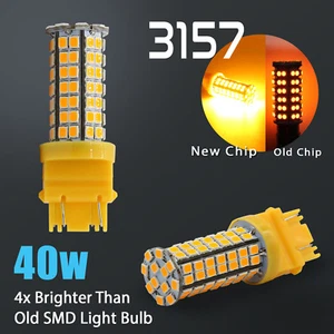 2X 40W 3157 LED Amber Yellow Turn Signal Parking DRL High Power Light Bulbs - Picture 1 of 7