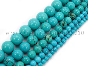 Stabilized Turquoise Gemstone Round Beads 16'' 2mm 3mm 4mm 6mm 8mm 10mm 12mm - Picture 1 of 30