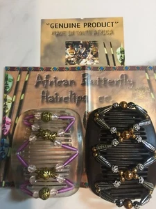 A pair of an AUTHENTIC handmade African Butterfly Hairclips gift Ideas - Picture 1 of 9
