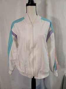 VINTAGE Womens Catalina Bay Club Pastel 80s Bomber Jacket  Sz M (10) - Picture 1 of 5