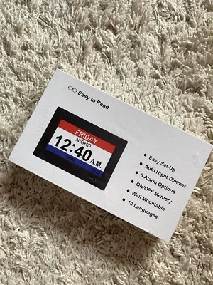 7-Inch Digital Alarm Clock with 12 Alarms & Auto Dimmable Display for Seniors - Image 1 of 3