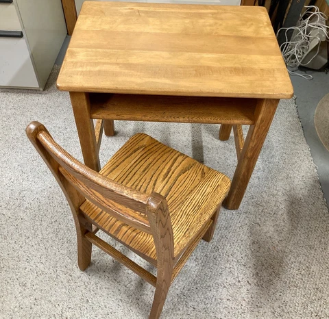 (Vintage) Child’s Schoolhouse Desk and Chair Cover
