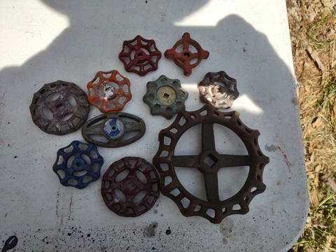 Lot of 10 Vintage Water Faucet Knobs Handles Spicket Industrial Steam Punk Cover