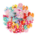 50pcs Multicolor Dog Hair Bow Rubber Bands with Rhinestone Pearls for Pets