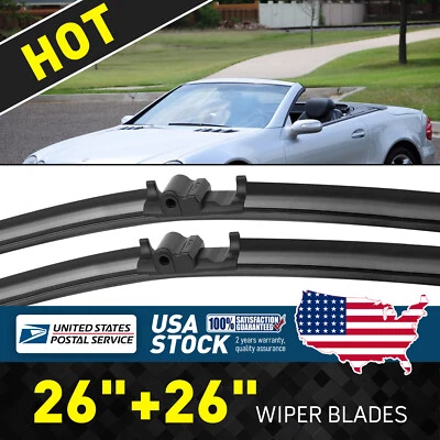 26"+26"Front Windshield Wiper Blades Fit For Mercedes-Benz SL500 SL55 AMG SL550 - Изображение 1 из 4