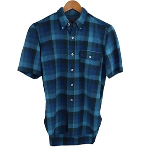 Vtg 70s Pendleton Wool Flannel Shadow Plaid Short Sleeve Board Shirt Mens Small - Picture 1 of 13