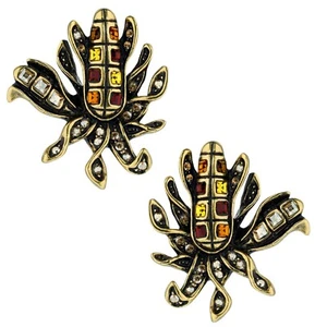 HEIDI DAUS "Candy Corn" Crystal Corn Button Earrings NWT - Picture 1 of 6
