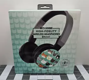 Art+Sound Wireless Headphones Green Cat Design NEW - Picture 1 of 4