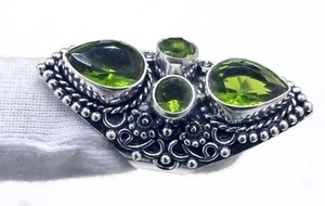 Green Peridot Handmade 925 Sterling Silver Statement Ring-Mother's Day Gift - Picture 1 of 6