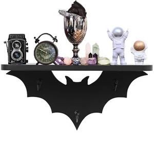 Bat Shelf Floating Black Wall Shelves For Bedroomhalloween Wall Decor Goth Room - Picture 1 of 6